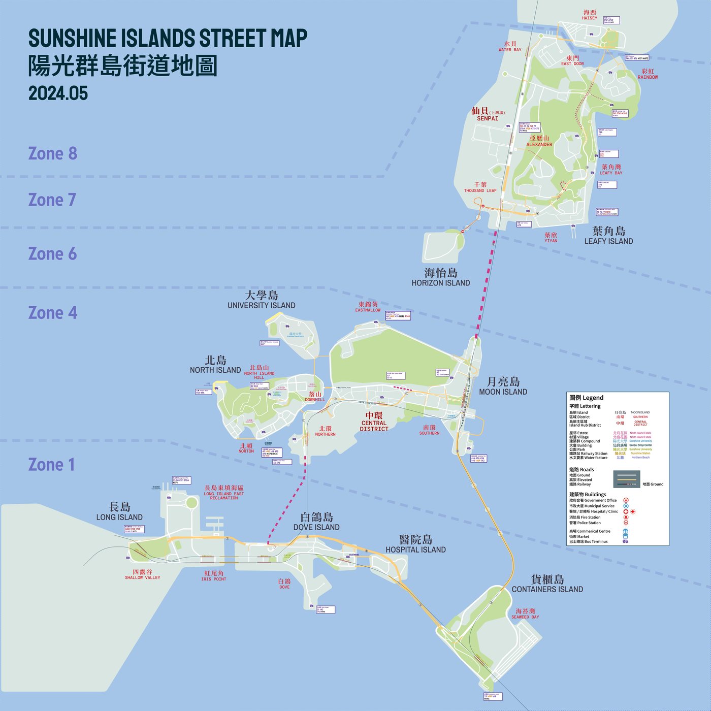 Sunshine Islands Bus Simulator map and zones screenshot